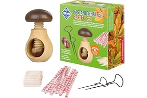 Pebaro Chestnut Holder in Mushroom Shape, Craft Set with 2 Chestnut Drills, Easy Drill Holes in Nuts, Crafts with Kids