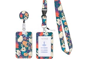 GEFIRE 1 Pcs Bleu Floral Porte Carte Avec Cordon, Porte Carte De Bus, Lanyard With Card Holder, Nurse Card Holder, Miner Card Holder, Office And School Supplies