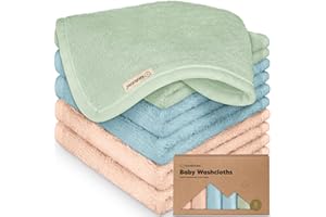 KEABABIES 6-Pack de Toallitas de Bambú Orgánico para Bebés y Niños - Suaves, Faciales, de Algodón - Toallas para Bebés (Mellow)