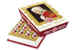 ‎REBER Reber, Mozart-Kugeln Barock, 20er Packung, Zartbitter-Schokolade, Gefüllt mit Pistazien-Marzipan, Mandeln und Haselnuss-Nougat, 400g (20 Stück)