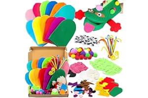 WATINC 12Pcs Felt Handpuppe DIY Art Craft Set Moderne Kinder Filz Spielpuppe Socke Pompoms Bastelarbeiten Machen Puppet Wackeln Googl Eyes Storytelling Rollenspiel Party Zubehör für Mädchen Jungen