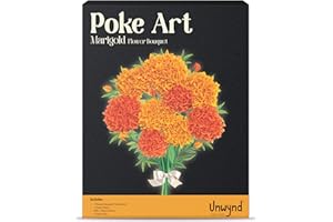 Unwynd Poke Art Marigold Flower Bouquet, Mess-Free Arts and Crafts for Adults, Teen Craft Kits, Mother's Day Flowers, Gifts for Mother, Women and Men