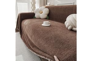 TAOTAOGO Sofa Cover 2 3 Seater Herringbone Chenille Corner Sofa Slipcover Washable L Shape Sofa Covers Sectional Couch Cover with Tassel Furniture Protector Loveseat Futon Cover B Coffee 180x300cm