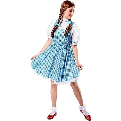 Costume Dorothy Mago Di Oz Per Bambine - Abito Blu A Quadretti Con Fiocchi - Foto 14