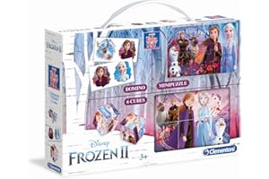 CLEMENTONI Mini Edukit – Disney Frozen 2 (gioco per bambini): Mini puzzle – Domino – 6 Cubes