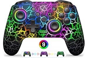 HELLCOOL Controller Switch,Controller per Nintendo Switch Wireless con 6 Assi Gyro/Programmazione/Wake Up/Doppia Vibrazione/Turbo/Luci LED,Pro Controller Switch per Switch/Lite/OLED/PC(Nero)