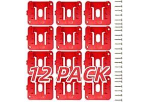 esmusssein 12pcs mil-wau-kee battery holder Wall Mount Tool Holder Dock Battery Storage Rack for M18 18V Battery, Red(with 24 Screw)