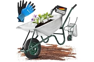 Brouette Juskys Garden | Volume de 100 litres| 210 kg | Pneus à air avec Jante en métal | Cuve galvanisée | Jardin brouette à Pousser brouette de Transport