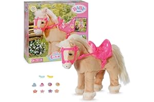 BABY born Il Mio Cavallo Cutie – Peluche con suoni e funzione di camminata – Include sella, briglie e pin decorativi – Funziona a batterie – Adatto ai bambini dai 3 anni in su