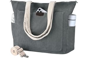 Chase Chic Bolso Mujer, Pana Bolso Bandolera Mujer Grande Tote Bag Universidad Casual Bolsa Ordenador Portátil Shopper Hombro