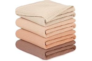 Mulltücher Baby - Set med 4 Spädbarnstorkdukar i Bomull för Pojkar och Flickor, Mjuka, Andningsbara och Extremt Absorberande, Idealiska för Rengöring, Torkning och Täckning av Nyfödda, 60x60cm