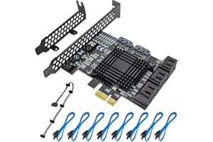 ACTIMED PCIe 8-Port SATA Controller Card (6 Gbps, Compatible with Windows, MAC, Linux) with 8 SATA Cables and Low Profile Bracket