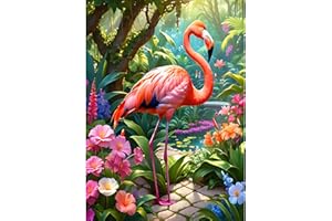 AIRDEA Fleur colorée de flamant rose Diamond Painting, 5D DIY Broderie Diamant Painting Kit Complet, Peinture Diamant Artisanat Strass Painting pour Adultes debutant, Murale Décoration 30x40cm