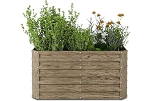 ‎BLUMFELDT Blumfeldt High Grow Straight Hochbeet, Ergonomisches 432 L Hochbeet Metall In Holzoptik, Wetterfester Verzinkter Stahl Für Blumen, Kräuter & Gemüse – Rostbeständig Mit Offenem Boden & Einfache Montage