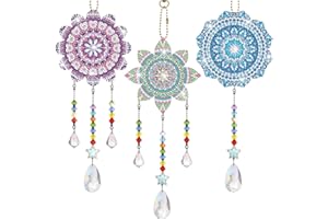 Frundoo Diamond Painting Ciondoli Campanelli Eolicikit, 5D DIY Diamond Painting Mandala Kit Completo, Doppia Faccia Appeso in Cristallo Pittura Diamante Arte Ornamenti per Bambino Adulto