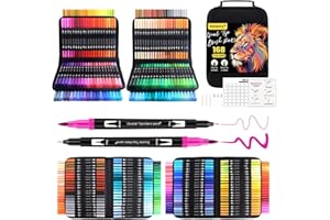Gelanty Rotuladores Lettering, 168 Rotuladores Pincel Rotuladore Doble Punta, Adultos y Niñosrotuladores de Lettering, Doble Punta Brush Pen Para Acuarelas Dibujos y Caligrafía