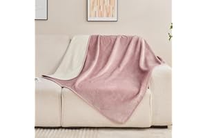 Yaning Waterproof Blanket 101x152cm for Adults, Reversible Waterproof Bed Cover for Dogs Cats Pets, Soft Leakproof Blanket for Bed Couch Sofa Furniture Protector, Dusty Pink/Off White