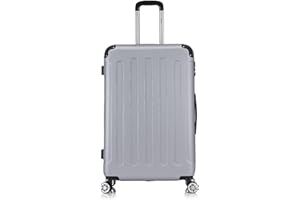 Flexot® F-2045 Hand Luggage Suitcase & Suitcase Set (16 Colours to Choose From) Twin Wheels 3-Piece Suitcase Set, Hard Shell Trolleys, silver