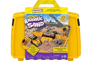 Kinetic Sand, Construction Site Folding Sandbox Playset with Vehicle and 907g, for Kids Aged 3 and Up