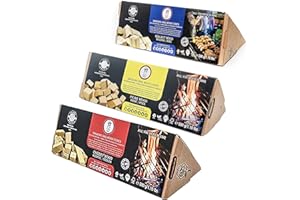 BELLA WOOD PREMIUM Smoking BBQ Wood Cubes (Fruity 3 Var Pack) in CHERRY, WALNUT and PEAR (Mixed Materials 3 Boxes), 100% Natural, no chemicals added - with free BBQ recipe E-book