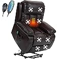 Blisswood Recliner Armchair, 8 Point Heated Electric Massage Sofa Chair, Power Lift Up Auto Recliner Leather Armchair Upto 180kg Weight Capacity Sofa Chair With Remote for Living Room (Brown)