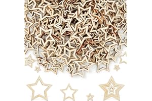 JWDMHSJ 300 Stück Holzsterne Streudeko, holzsterne zum basteln, streudeko weihnachten, holz sterne, sterne deko, sterne holz, Weihnachtsdeko DIY Basteln Party Deko Tischdeko 3 Größen（1/2/3）cm