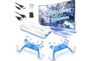 XIXIMENG X10 Pro 2025 Nouveau Console de Jeux Rétro Console Retro Gaming 50000+ Jeux,51 Émulateur, 4K HD Sortie Console de Jeu Portable avec Manettes sans Fil 2,4GHz,Cortex-A55,S905X3,Plug & Play,128G (Bleu)