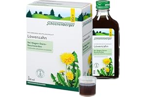 ‎SCHOENENBERGER Schoenenberger - Löwenzahn naturreiner Heilpflanzensaft - 3x 200 ml Glasflasche - die wirksame Hilfe bei Magen-Darm-Beschwerden und Harnwegsinfekten - traditionell pflanzliches Arzneimittel