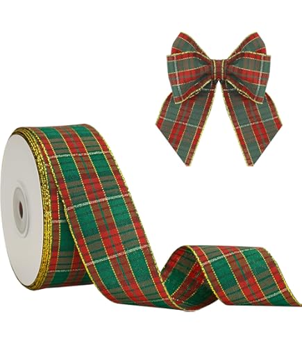 RAYHER HOBBY 5540718 Rood en wit ginghamlint, 6 mm lint met ruitpatroon, voor knutselen, kransen maken en cadeauverpakking, 10 m