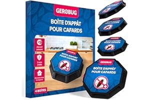 Gerobug piege cafard Professionnel 4 pièces - boites pour cafards et blattes avec Un Puissant Attractif et Un Effet Longue durée Produit cafard