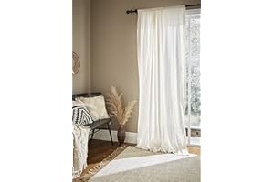 Pineapple Elephant Zofia Broderie Cotton Anglaise 55x72 Inch Tab Top Voile Curtain Panel Natural