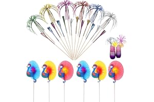 SPRIEßEN 150 Piezas Palitos de Cóctel Palillos de Cóctel Multicolor Palillo de Frutas Palillos Decorativos Palillos de Fuegos Artificiales y Pavo Real Cocteles para Cumpleaños Fiestas Aperitivos Tarta
