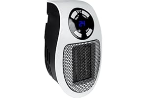 Güde GSH 500 K mini termowentylator (230 V, moc grzewcza 500 W, moc dmuchawy 28,46 m³/h, ceramiczny element grzejny PTC, obrót o 90°. Wtyczka sieciowa, funkcja timera, wyświetlacz LED, regulowany
