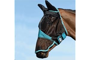 WeatherBeeta ComFiTec Fine Mesh Mask with Ears & Nose, Black/Turquoise, Pony