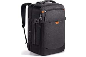 Inateck 17-20L Zaino Viaggio Aereo, Bagaglio a Mano per Ryanair 40x20x25cm Espandibile Borse da Cabina, Donna Uomo per Easyjet, Compatibile con PC 14 Pollici, Resistente agli Schizzi, Nero