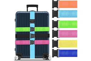 YORFULL 6 Pack Luggage Straps for Suitcase Straps,Personalised Luggage Straps for Suitcases with 3 Tags,Adjustable Travel Packing Secure Belt Accessory Set for Travel Bag