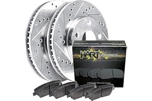 Hart Brakes Front Brakes and Rotors Kit |Front Brake Pads| Brake Rotors and Pads| Ceramic Brake Pads and Rotors |fits 1985-1992 Toyota Pickup