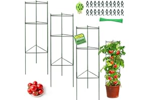 3 Stück Tomaten Rankhilfe, Pflanzenhalter, Rankhilfe Pflanzen, Robuste Tomatenkäfig, Pflanzenstütze Pfahl Garten Blumenstütze Klettergitter für den Anbau von Kletterpflanzen Blumen Gemüse (123 cm)