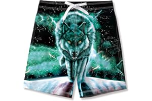 TUONROAD Chłopięce szorty kąpielowe, zabawne spodenki kąpielowe z nadrukiem 3D, szybkoschnące, z podszewką z siatki, na lato, na plażę, krótkie spodenki 5-14 lat