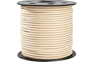 ISIYINER Corda di Cuoio, Suede Cord Cordino in Finta Pelle Corda per Collana di Tessitura, Braccialetto Fai da Te, Confezione Regalo, Decorazione Acchiappasogni 3mm X 90m (Cachi)