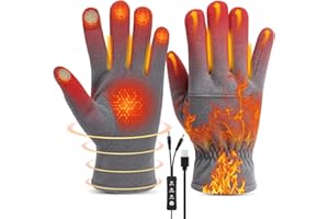 Lomffy Guantes calefactables USB para Hombres y Mujeres, Invierno Dedo Completo calefactables Punto Guantes Invierno con 3 Temperaturas Ajustables & Dorso de Mano y 5 Dedos Calentados