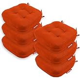 Xpermate Sandalye Minderi 6&rsquo;lı Set 42x42x8 cm Kalın &Ccedil;ift Kat Pofidik Minder Yıkanabilir Fermuarlı Su ve Yağ İtici Kiremit