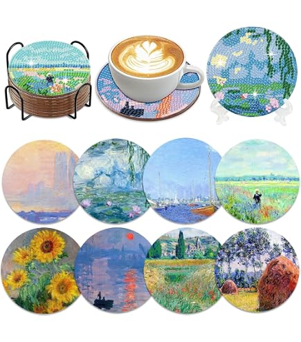 Diamond Painting - Set di 8 sottobicchieri a forma di diamante, per