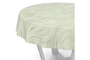 ANRO Nappe de table en toile cirée lavable - Motif abstrait - Vert - Ronde - 120 cm - Bords découpés