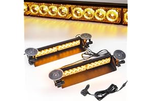 ROUTEKING 16 Zoll LED-Notwarnlicht Warnleuchte - Gelbes Stärke Blinklicht - LED Stroboskop-Lichtleiste Bernstein Gelb für Auto & LKW - 24 LEDs, 9 Blinkmodi, 4 Saugnäpfe (Orange)