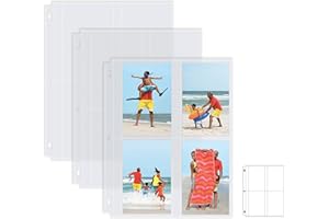 Photo Album Refill Sheets, 3.5 x 5 Inch, Heavyweight, Diamond Clear 3 Ring Photo Binder Page Refills, by Better Office Products, 200 Total Photos, Each 4-Pocket Sheet Holds Up to 8 Photos (25 Pack)
