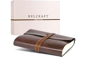 BELCRAFT Tivoli Journal Intime/Carnet de Notes RECHARGEABLE en cuir recyclé de fabrication artisanale Italienne, Cadeau Spécial, Journal de Voyage, Notebook (12x17 cm) Brun