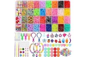WYRFIN 2300 PCS Loom Bands Kit for Girls, 32 Colors Loom Rubber Bands for DIY Refill Bracelet Making Craft Kits, Loom Twist Bands with More Accessories in Storage Case for Party, X-mas Birthday Gift for Kids