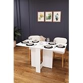 ASRA TREND Beyaz KM-32 Ultra İnce Katlanır Masa 133x60 cm 17 cm Kapalı Genişlik 6 Kişilik%100 MDFLAM Yer Tasarrufu Sağlayan M
