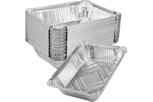 KTCINA 50 ciotole in alluminio per barbecue, 22 x 16 x 5 cm, usa e getta, in alluminio da 1000 ml, in alluminio, monouso, per cottura